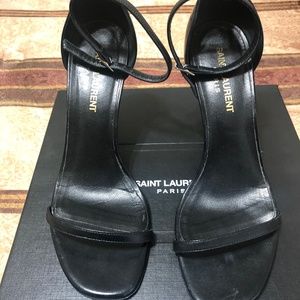 Saint Laurent Black Leather Heel Sandal 36/6